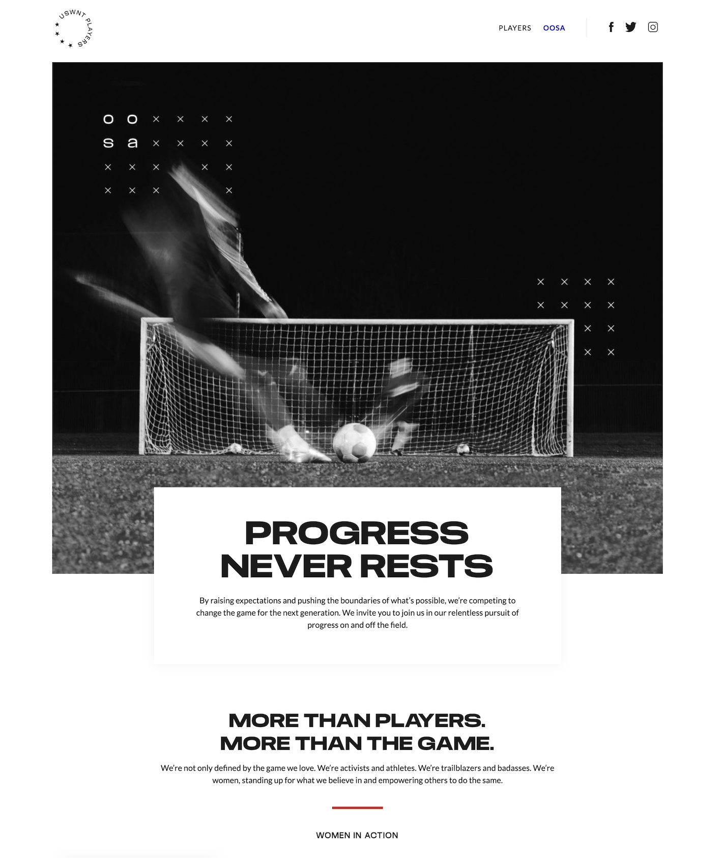 OOSA_homepage The OOSA homepage elevates the players’ progress-driven pursuits